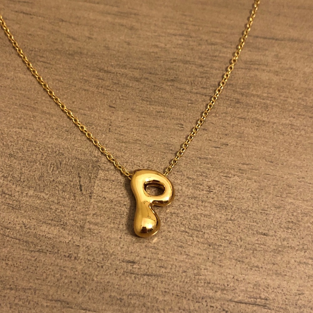 Gold Tone Initial P Pendant Necklace - Pendant is 18K Plated